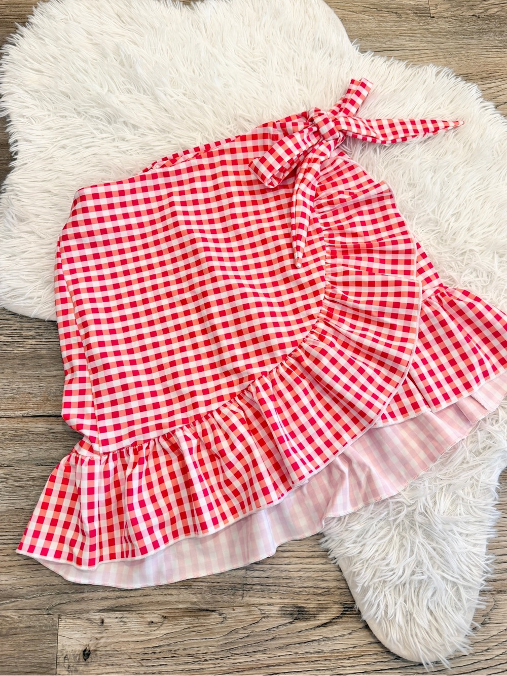 Wrap Swim Skirt Cover Up Gingham Check XS Small Medium